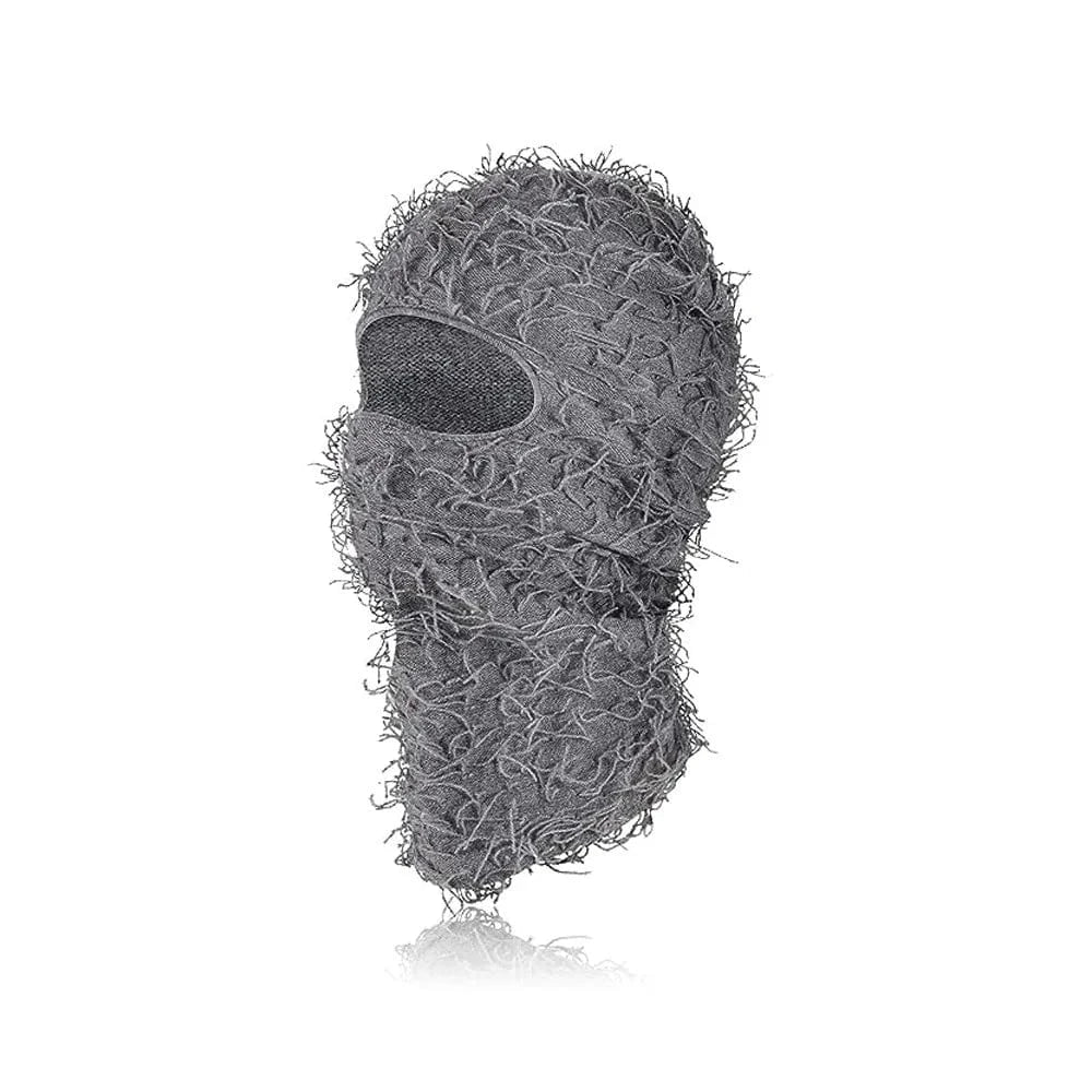 Deep Grey Distressed Knit Ski Balaclava