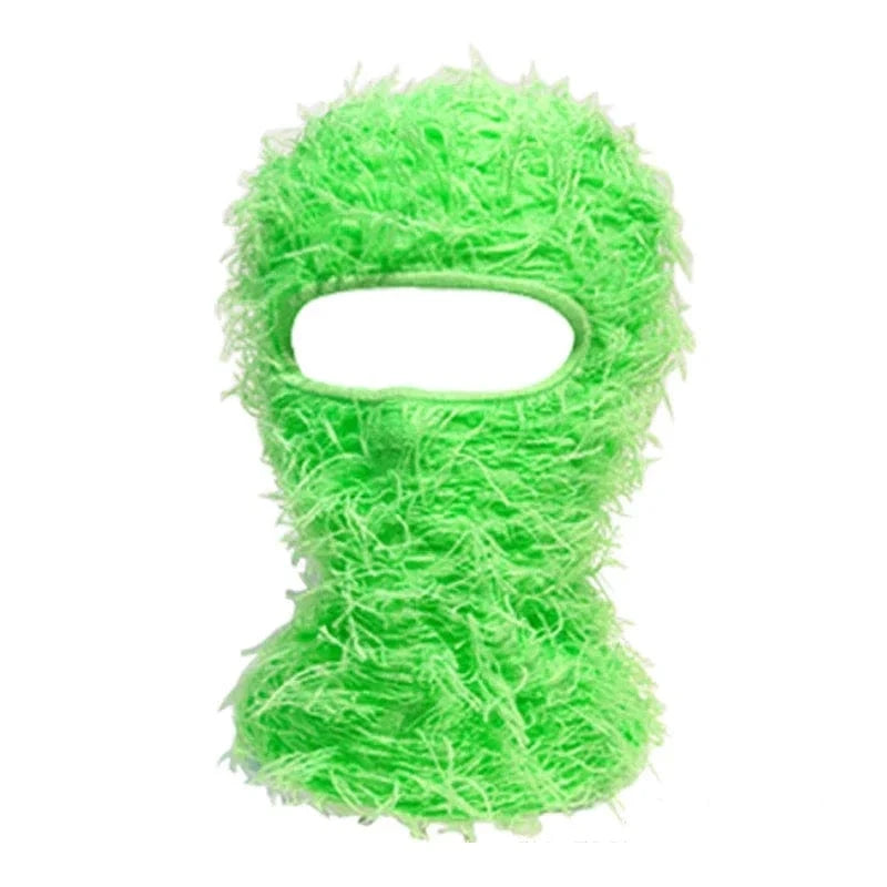 Neon Green Distressed Knit Balaclava