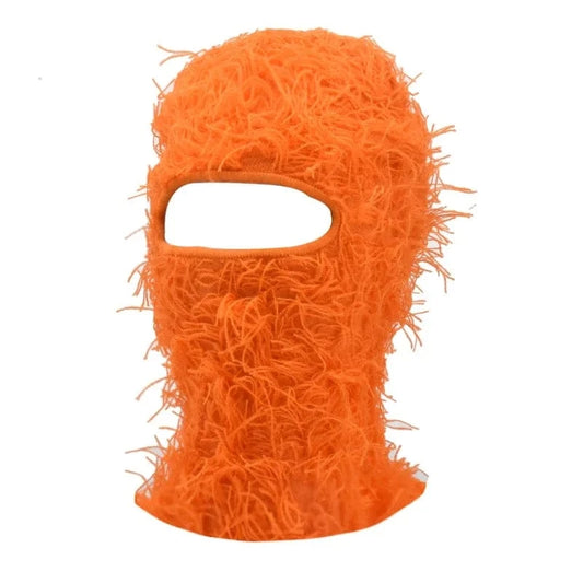 Orange Distressed Knit Balaclava