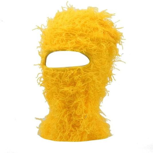 Yellow Distressed Knit Balaclava