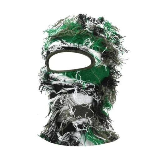 Army Green Distressed Knit Ski Balaclava