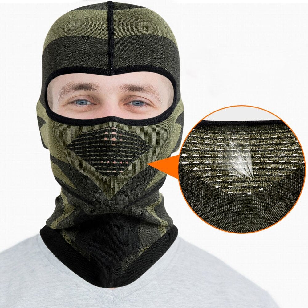 Black and khaki balaclava motorcycle