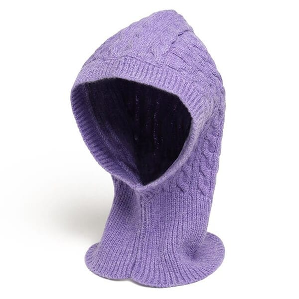 Purple knitted balaclava for women