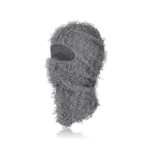 Deep Grey Distressed Knit Ski Balaclava