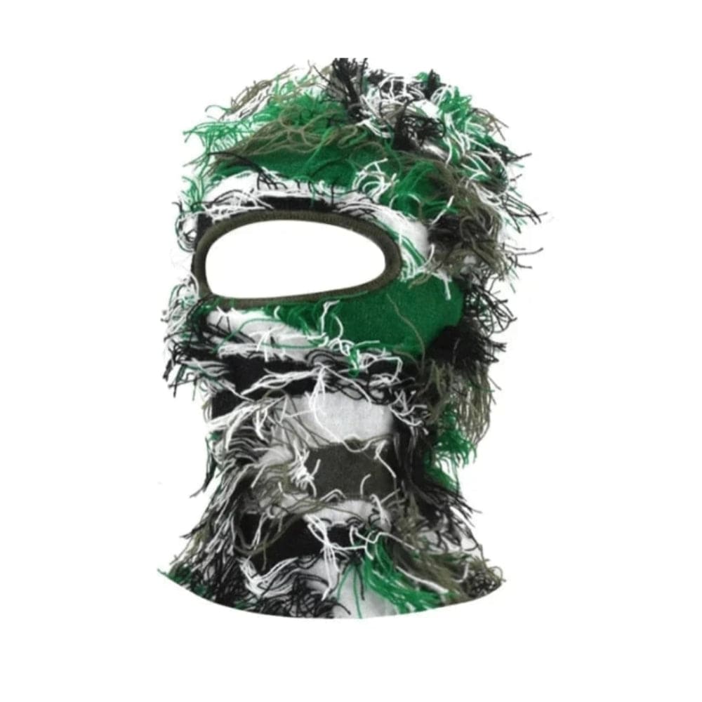 Army Green Distressed Knit Ski Balaclava