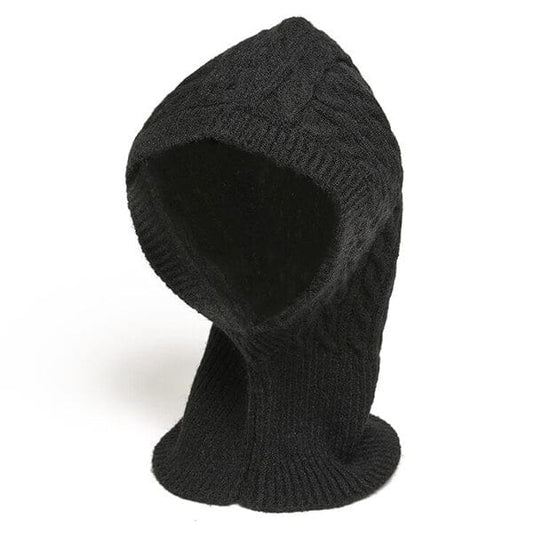 Black knitted balaclava for women