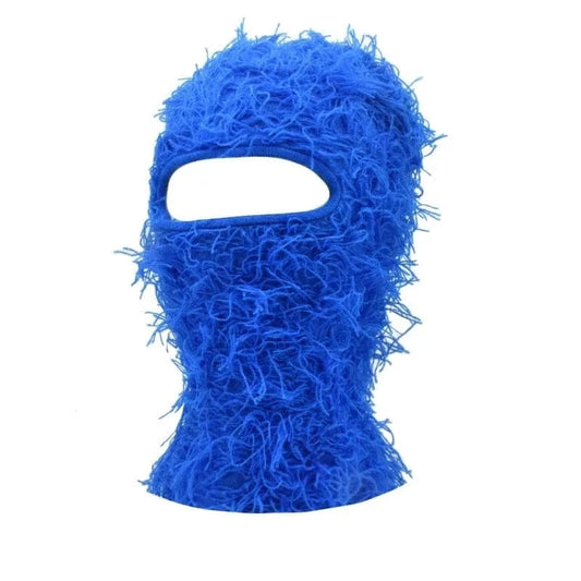 Blue Distressed Knit Balaclava
