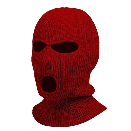 Burgundy balaclava with 3 holes