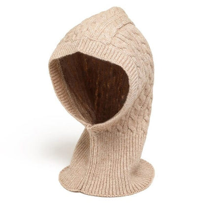 Cream knitted balaclava for women