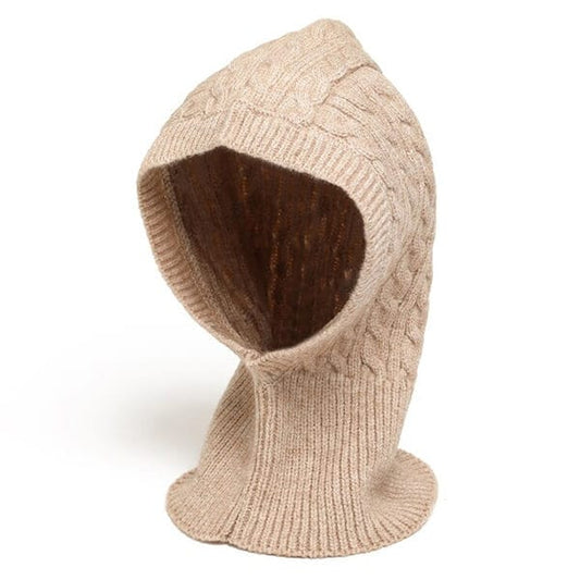 Cream knitted balaclava for women