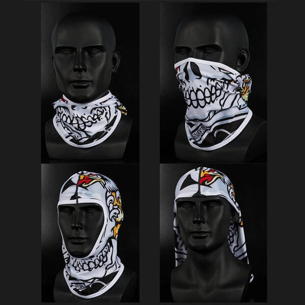 Motorcycle white skull balaclava