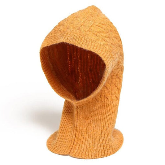 Orange knitted balaclava for women