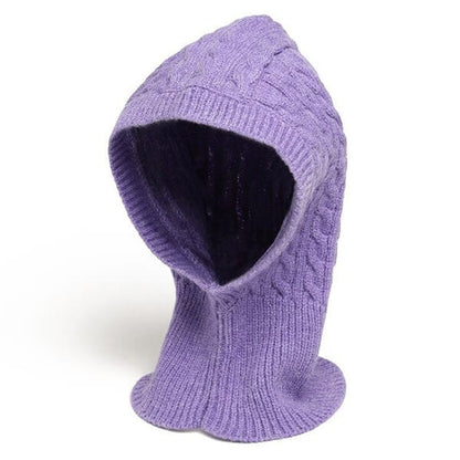 Purple knitted balaclava for women