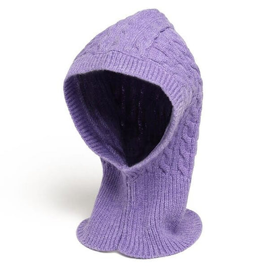 Purple knitted balaclava for women
