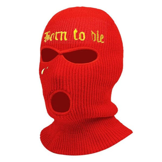 Red crochet balaclava