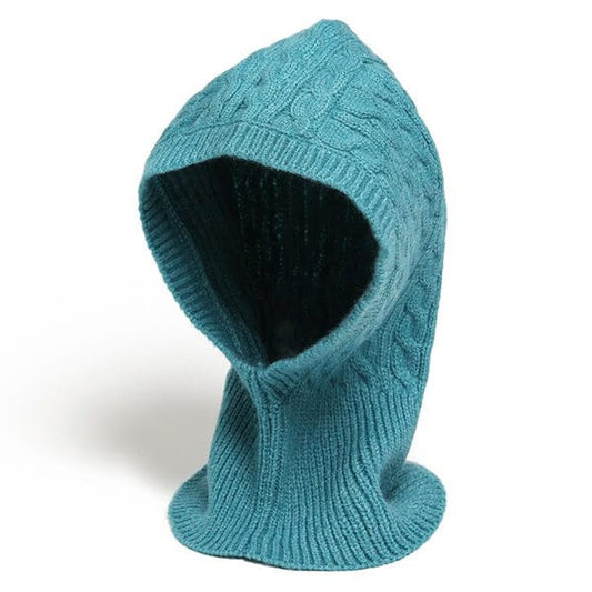 Turquoise knitted balaclava for women