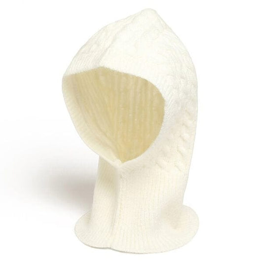 White knitted balaclava for women